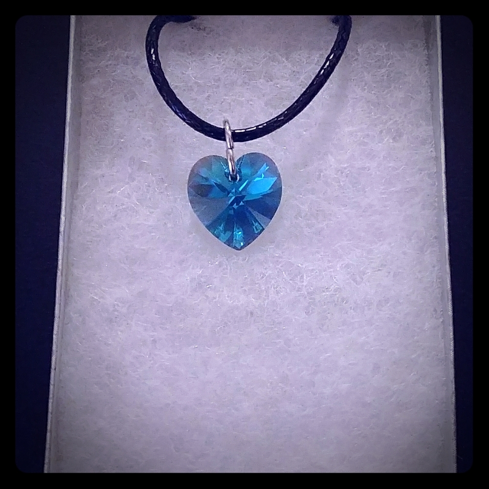 Sacramento Blue Crystal Heart Necklace